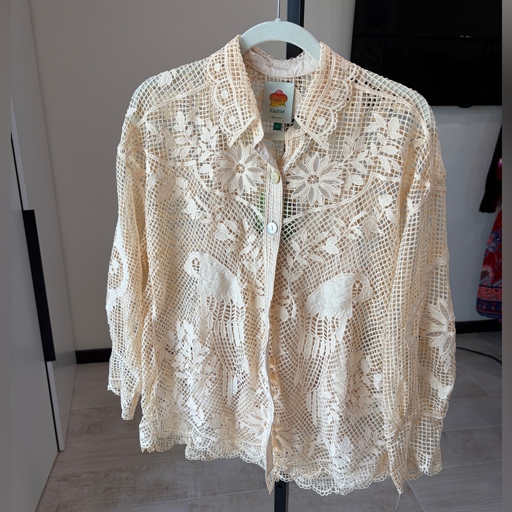 Farm Rio: Sand Landscape Guipure Shirt - Picture 5 of 13
